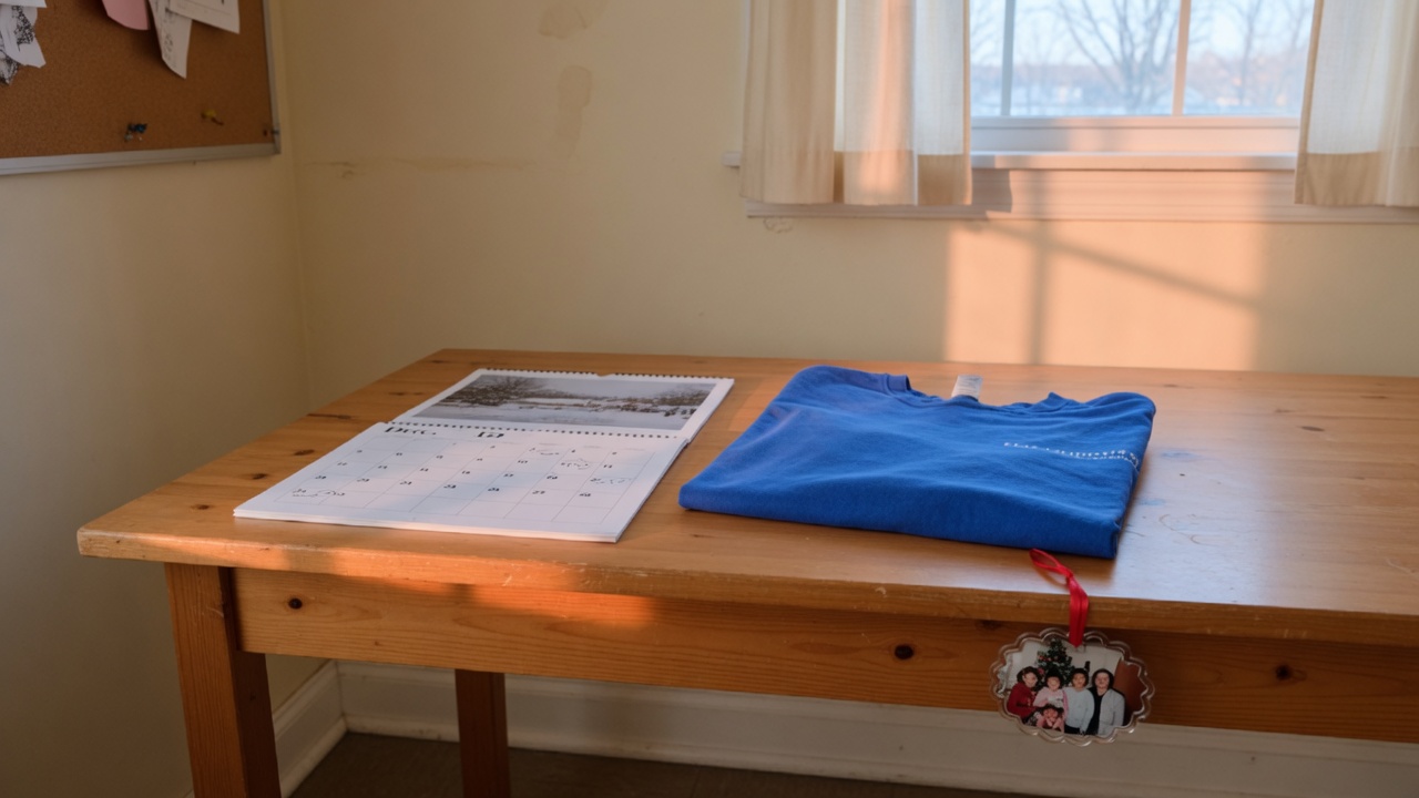 A first-responder calendar hanging in the house